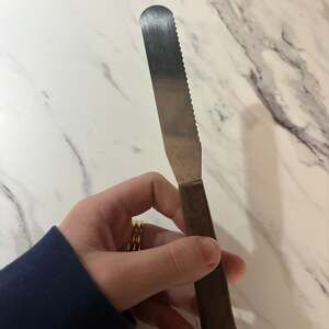 Vintage Serrated Stainless Steel Spreader and Knife with Wood Handle